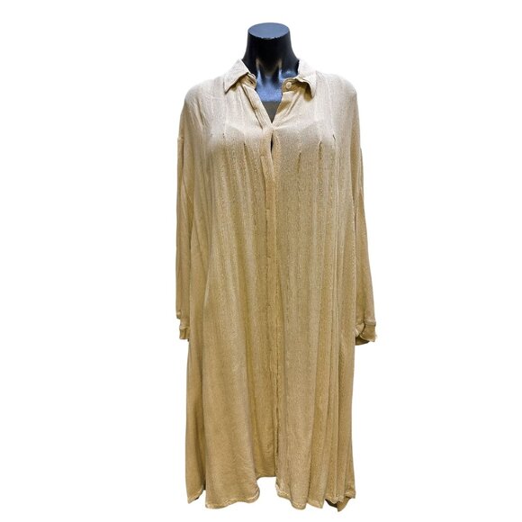 Myrah Penaloza Pale Yellow Shirt Dress One Size - Picture 1 of 11